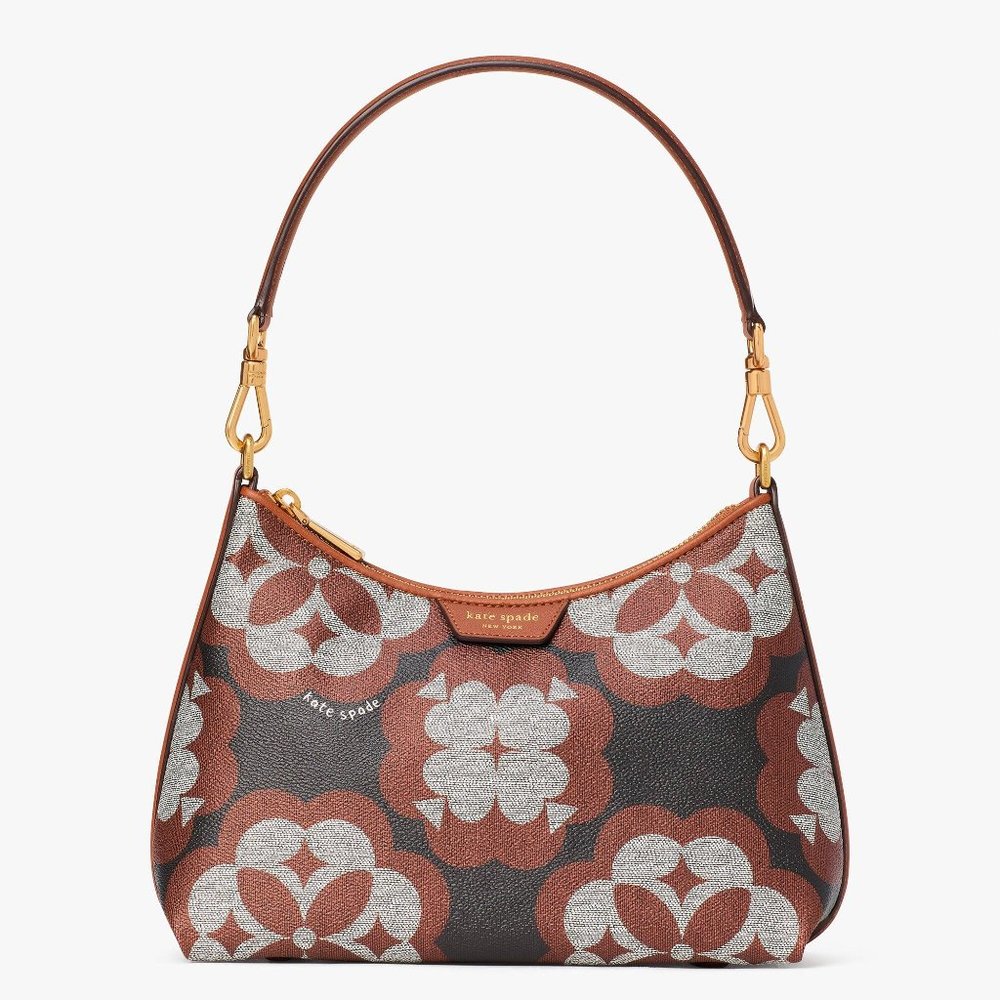 New Kate Spade Spade Flower Monogram Coated Canvas Medium Crossbody Black Multi